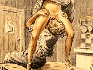 Hey, what makes this vintage erotic illustration so captivating?