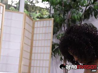 Ebony babe Misty Stone gets banged hard on the white couch in 720p