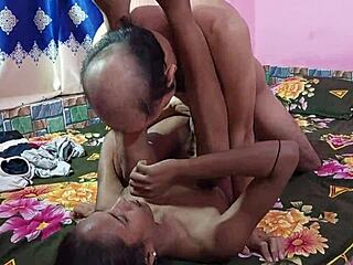 two guys share a slut in a hard threesome