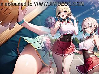 Hot Anime Cheerleader Teasing in Transparent Cloth with Pussy Play ASMR