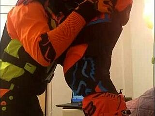 i uh love sucking that gay motocross cock in fetish costume blowjob
