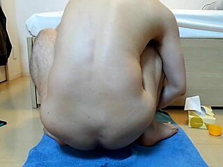 guy winds dildo, sucks it, shoots cum