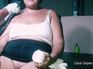 crazy babe gets tattoo without panties, showing all to tattooist!