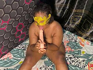 home alone wife gets so wet riding my huge black dildo in her ebony pussy 😏