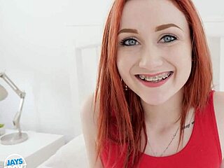 ginger teen scarlet skies takes cock in pov creampie