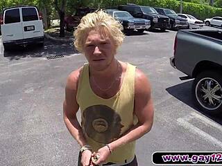 Chatting about this blonde muscle surfer dude