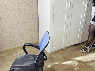 Young maid fingers her wet pussy