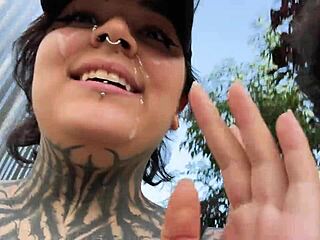 whore loses bet, gets fucked and does cumwalk on street