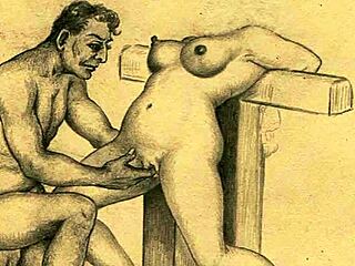 ¡Tío, me flipan estos dibujos eróticos vintage, qué pasada!