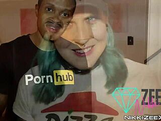 Pizza slut with piercing and tattoo delivers blowjob and cowgirl riding