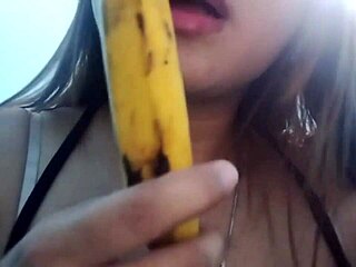 Seductive banana play with filipina girl