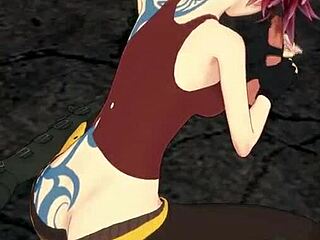 Tattooed Lilith Bent Over in 3D Hentai Doggy.