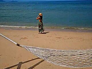 Woman Flashes On Public Beach