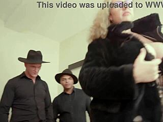 Kathy Deeps Submits to 3 on 1 Cum in Mouth Action