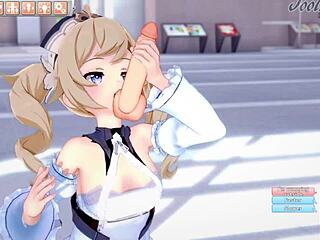 Barbara จาก Genshin Impact โดนเย็ดนมและเลียในศูนย์การค้า