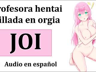 Join the hentai orgy with the cosplay teacher giving JOI.