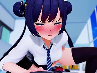 kisaki delivers intense handjob action in wild 3d cartoon hentai