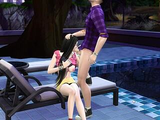 sims 4 characters ask, 'want jv animation?' in hentai game