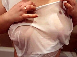 Look at those big wet titties in wet t-shirt under shower, want to join?