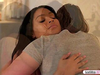 Big tits lesbian dives into ebony BFF's pussy for intense oral action