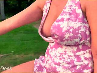 wife feels daring flashing cleavage on bike ride in public