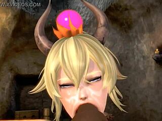 princess bowser experiences intense riding and squirting in hentai