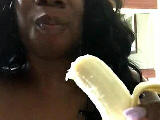 Ebony Milf Deepthroats Banana Like Cock