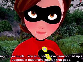 elastigirl gets pounded on a forest mission scene