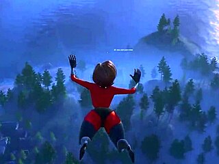 elastigirl gets pounded on a forest mission scene