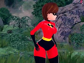 elastigirl gets pounded on a forest mission scene