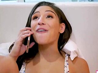 The sneaky stepbrother finally gets to fuck his stepsister with deepthroat action