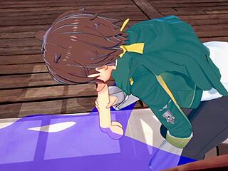 konosuba yaoi hints at kazuma receiving bareback blowjob with creampie in uncensored japanese asian manga anime game featuring twink sucking and hentai gay elements