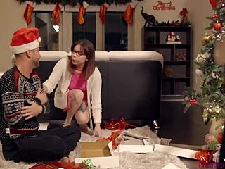 kacie and vina tease with cowgirl and blowjob before christmas