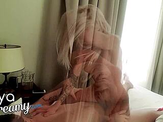 金髪美女がPOV特大ちんぽフェラ→濡れマン騎乗位で口内中出し