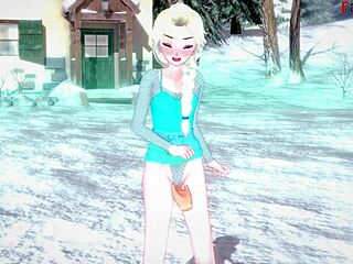 Elsa from Frozen sucks and bangs hard in full 3D fantasy cartoon adventure.