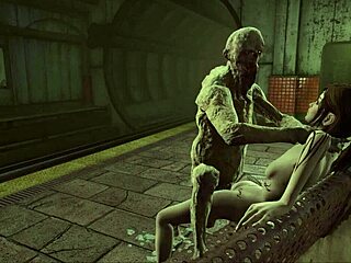 Fo4 Battles Monster in Subway Rubble with Fierce Action