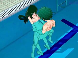 Rumi, Mirko, Tsuyu, and Izuku in Wild 3D Hentai Sex Scene