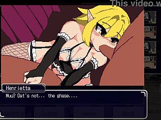 Elf endures rough deepthroat with two cocks in hentai game