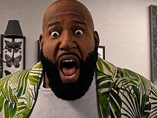 След като мамата излезе, емо момиче примамва черния стъп татко.