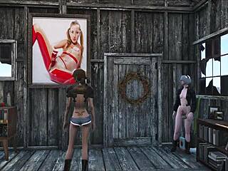 i play fallout 4 with cute anime brunette hentai porn in 3d at home