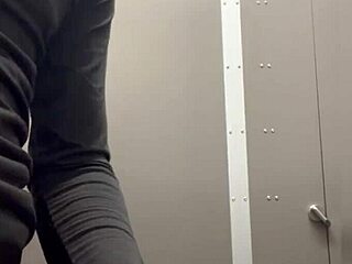 Gay Jerking Off in Home Depot Bathroom Public Outdoor