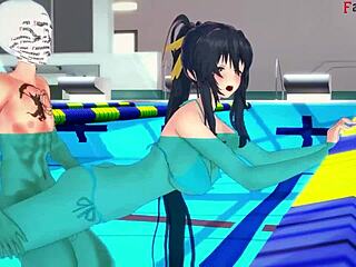 Akeno Begs for Wild Sex at Public Pool in HS DxD