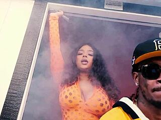 she's deepthroating his cock in a group gangbang, sucking like a nasty fuck doll