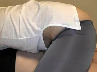 japanese wife straddles cheating lover, kissing in close cowgirl sex