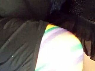 Crossdresser, you're fucking the brunette in the ass.