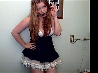 Redheaded Slut Teases Ass And Tits While Stripping Clothes