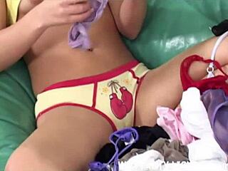 I shoplifted these wet panties and now I'm masturbating with them as a blonde babe