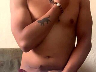 Maluma shows off his chubby athletic cock while doing homework in solo fat fitness session