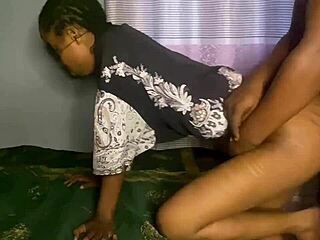 Ebony babe gets fucked in doggy position
