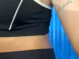 hot chick getting pussy trained in packed bathroom!